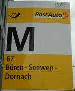 (138'837) - PostAuto-Haltestellenschild - Liestal, Bahnhof - am 16.