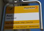 (161'133) - PostAuto-Haltestellenschild - Saas-Grund, Post - am 27.