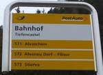 (168'229) - PostAuto-Haltestellenschild - Tiefencastel, Bahnhof - am 2.