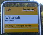 (170'336) - PostAuto-Haltestellenschild - Horboden, Wirtschaft - am 4.