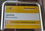 (203'720) - PostAuto-Haltestellenschild - Beurnevsin, poste - am 15.