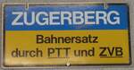 (205'272) - PTT/ZVB-Haltestellenschild - Zug, Zugerberg - am 18.