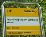 (237'659) - PostAuto-Haltestellenschild - Kiental, Pochtenalp Abzw.