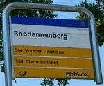 (238'234) - PostAuto-Haltestellenschild - Klntal, Rhodannenberg - am 17.