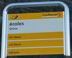 (243'740) - PostAuto-Haltestellenschild - Grne, coles - am 11.