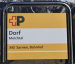 (259'301) - +P-Haltestellenschild - Melchtal, Dorf - am 13.