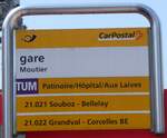 (265'282) - PostAuto-Haltestellenschild - Moutier, gare - am 30.