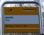 (270'038) - PostAuto-Haltestellenschild - Fully, poste - am 20.