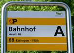 (274'424) - +P-Haltestellenschild - Aesch BL, Bahnhof - am 2. Mai 2025 