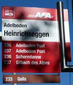 (229'413) - AFA/Portenier-Haltestellenschild - Adelboden, Heinrichseggen - am 18.