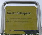 (159'963) - STI-Haltestellenschild - Gwatt, Gwatt Deltapark - am 25.