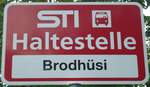 (134'644) - STI-Haltestellenschild - Brodh�si, Brodh�si - am 2.