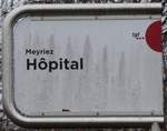 (270'777) - tpf-Haltestellenschild - Meyriez, Hpital - am 9. Januar 2025