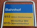 (159'440) - ZVV/PostAuto-Haltestellenschild - Rickenbach-Attikon, Bahnhof - am 27.