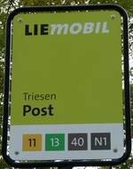 (229'532) - LIEmOBIL-Haltestellenschild - Triesen, Post - am 20.