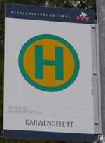 (175'894) - Zillertaler Verkehrsbetriebe-Haltestellenschild - Pertisau, Karwendellift - am 19.