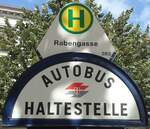 (128'381) - Wiener Linien-Haltestellenschild - Wien, Rabengasse - am 9.