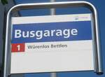 (217'377) - A-welle-Haltestellenschild - Wettingen, Busgarage - am 30.