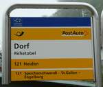 (250'081) - PostAuto-Haltestellenschild - Rehetobel, Dorf - am 16.