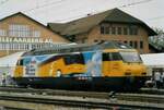 (085'030) - Aus dem Archiv: SBB-Lokomotive - Nr. 460'006-0 - am 13. Mai 2006 im Bahnhof Aarberg (Werbelokomotive zu 100 Jahre PostAuto 1906 - 2006)