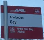 (200'239) - AFA-Haltestellenschild - Adelboden, Oey - am 25.