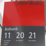 (196'358) - BERNMOBIL-Haltestellenschild - Bern, Bollwerk - am 1.