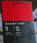 (271'458)  BERNMOBIL-Haltestellenschild - Bern, Wankdorf Center - am 25.