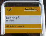 (168'791) - PostAuto-Haltestellenschild - Brienz BE, Bahnhof - am 21.