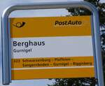 (265'443) - PostAuto-Haltestellenschild, Gurnigel, Berghaus - am 6. August 2024