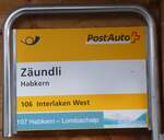 (270'758) - PostAuto/bus alpin-Haltestellenschild - Habkern, Zundli - am 7. Januar 2025