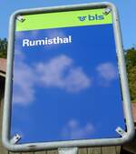 (166'028) - bls-Haltestellenschild - Heimiswil, Rumisthal - am 4.