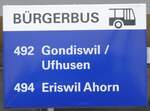 (271'212) - BRGERBUS-Haltestellenschild - Huttwil, Bahnhof - am 17.