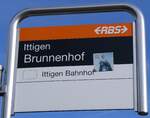 (260'050) - RBS-Haltestellenschild - Ittigen, Brunnenhof - am 3.