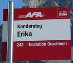 (239'084) - AFA-Haltestellenschild - Kandersteg, Erika - am 16. August 2022