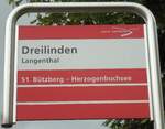 (144'176) - aare seeland mobil-Haltestellenschild - Langenthal, Dreilinden - am 12.