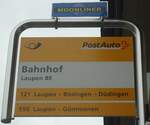 (147'474) - PostAuto-Haltestellenschild - Laupen BE, Bahnhof am 6.