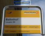 (161'466) - PostAuto-Haltestellenschild - Laupen BE, Bahnhof - am 30.