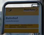 (163'724) - PostAuto-Haltestellenschild - Lauterbrunnen, Bahnhof - am 22.