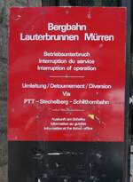 (289'462) - Umleitung via PTT - Stechelberg - Schilthornbahn am 6. Juli 2026 beim Bahnhof Lauterbrunnen