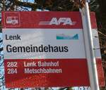 (200'201) - AFA-Haltestellenschild - Lenk, Gemeindehaus - am 25.