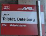 (200'208) - AFA-Haltestellenschild - Lenk, Talstat.