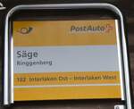 (269'696) - PostAuto-Haltestellenschild - Ringgenberg, Sge - am 9.