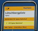 (249'461) - PostAuto/STI-Haltestellenschild - Spiez, Ltschbergplatz - am 3.