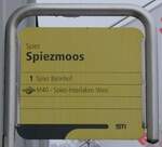 (270'137) - STI-Haltestellenschild - Spiez, Spiezmoos - am 23. Dezember 2024