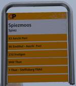 (270'138) - +P/STI-Haltestellenschild - Spiez, Spiezmoos - am 23. Dezember 2024