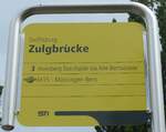 (160'728) - STI-Haltestellenschild - Steffisburg, Zulgbrcke - am 23.