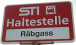 (133'310) - STI-Haltestellenschild - Thierachern, Rbgass - am 16.