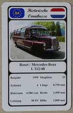 (269'689) - Quartett-Spielkarte mit Roset / Mercedes-Benz L 312/48 von 1959 am 8.