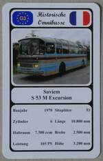 (270'653) - Quartett-Spielkarte mit Saviem S 53 M Excursion von 1970 am 5.