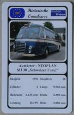 (271'467) - Quartett-Spielkarte mit Auwrter - NEOPLAN SH 30  Schweizer Form  von 1956 am 26.